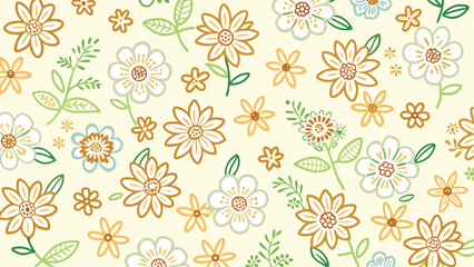 Seamless wallpaper pattern of flowers, roses Elements  Ditsy Flora for partition background