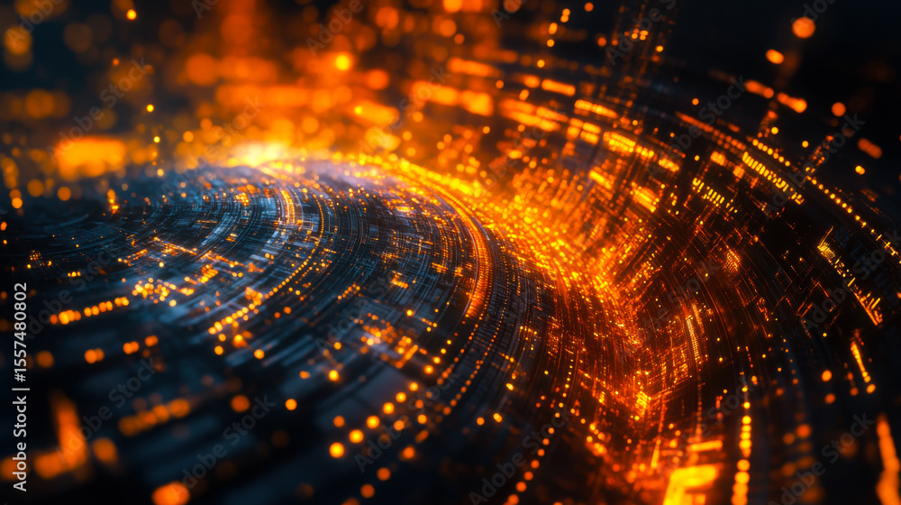 Aufkleber Dynamic swirling patterns of light create a mesmerizing visual effect in a digital abstract artwork