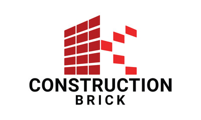 Letter K brick logo design vector template