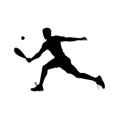 Silhouette of a Male Padel Player in Forward Lunge Shot, Dramatic Padel Action with Extended Reach