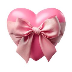 Pink Heart with Bow Romantic Symbol of Love and Affection white background against transparent Background