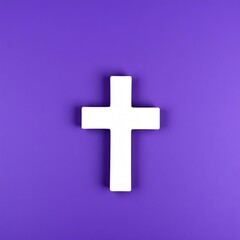 Obraz premium White Cross on Dark Purple Textured Background – Spiritual and Religious Concept Art