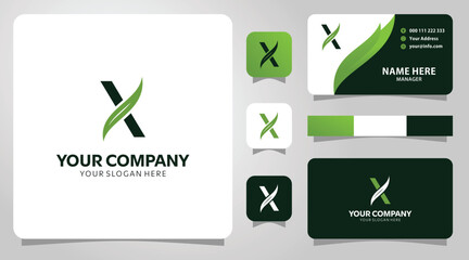 Elegant X logo design nature inspired branding identity perfect for business cards