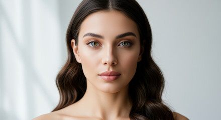 Fototapeta premium Beautiful Woman with Stunning Makeup Featuring Natural Beauty