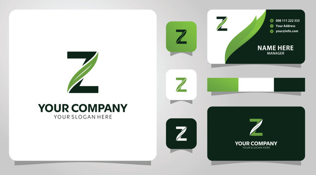 Eco friendly Z logo design business cards included perfect for nature branding - Powered by Adobe