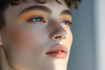 Close-up of diverse skin tones with gender-neutral makeup palette showcasing inclusive beauty representation for gender fluid individuals, perfect for lgbtq cosmetic campaigns and diversity marketing.