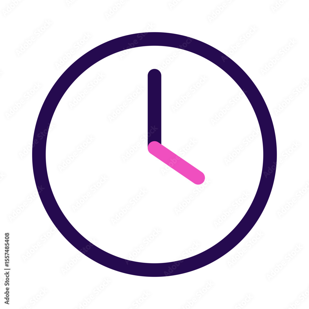 Poster illustration of a simple clock face with hour and minute hands showing the time at four o clock