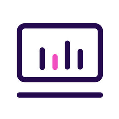 Illustration of a screen displaying a bar graph with varying heights and a horizontal line below it