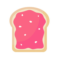 Toast with strawberry  jam on a white background.