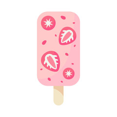 strawberry popsicles Flat vector illustrations isolated on white background