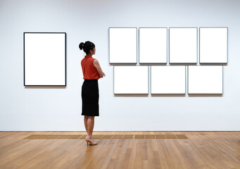 Women is watching an art exhibition