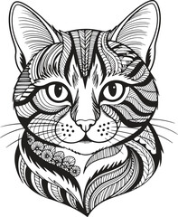 Zentangle style cat vector illustration set collection for coloring page