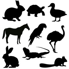 Animal Icon Set – Cute Cartoon Animals Collection on White Background, Flat Style Vector Symbols

