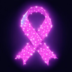 Glowing pink ribbon symbol, awareness