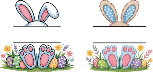 Cute Easter Bunny Clipart Set