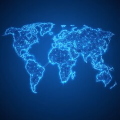 Glowing polygonal world map illustration