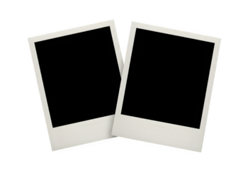 Polaroid frame, without photos, isolated on white or transparent background. PNG
