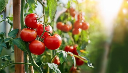 healthy tomato plant with vibrant green leaves and ripe red tomatoes organic horticulture cultivation