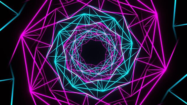 Pink and Cyan Neon Grided Lines Background VJ Loopin in 4K