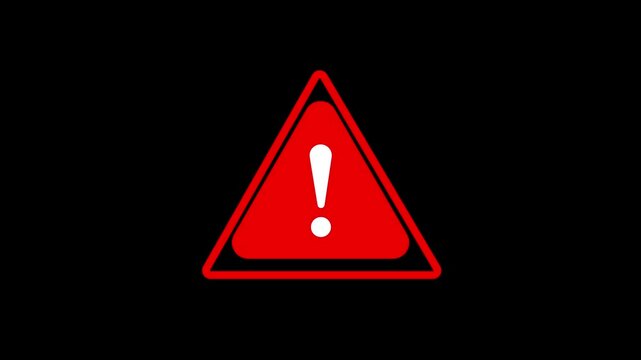 Danger road warning sign, caution signal icon animation Isolated on White Background