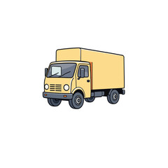 Vector art of a yellow delivery truck is isolated on white background
