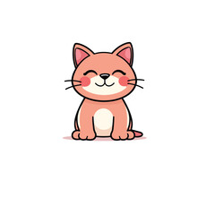Vector art of a cute cartoon cat sits happily, isolated on white background
