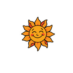 Vector art of a happy cartoon sun smiles cheerfully with rosy cheeks isolated on white background