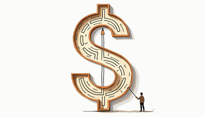 Navigating the maze of money flows with pencil and dollar sign, financial literacy