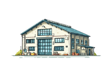 Warehouse building 3d background isolated