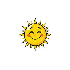 Vector art of a happy cartoon sun with a smiley face isolated on white background