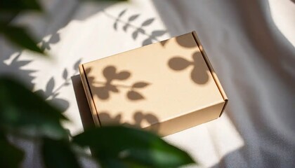 Cardboard box cast in leafy shadows