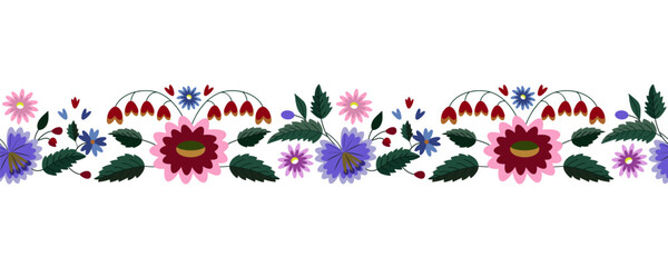Floral Ukrainian Ornament Ethnic Seamless Border