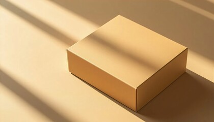 Elegant tan box bathed in sunlight