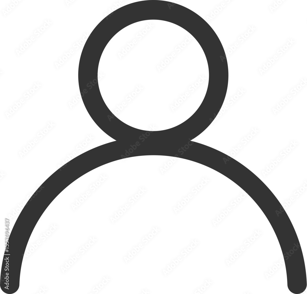 Poster simple outline of a person with a circular head and curved shoulders in a minimalist style drawing