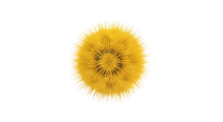 Abstract yellow sphere with spiky textures on a plain white background offering visual impact