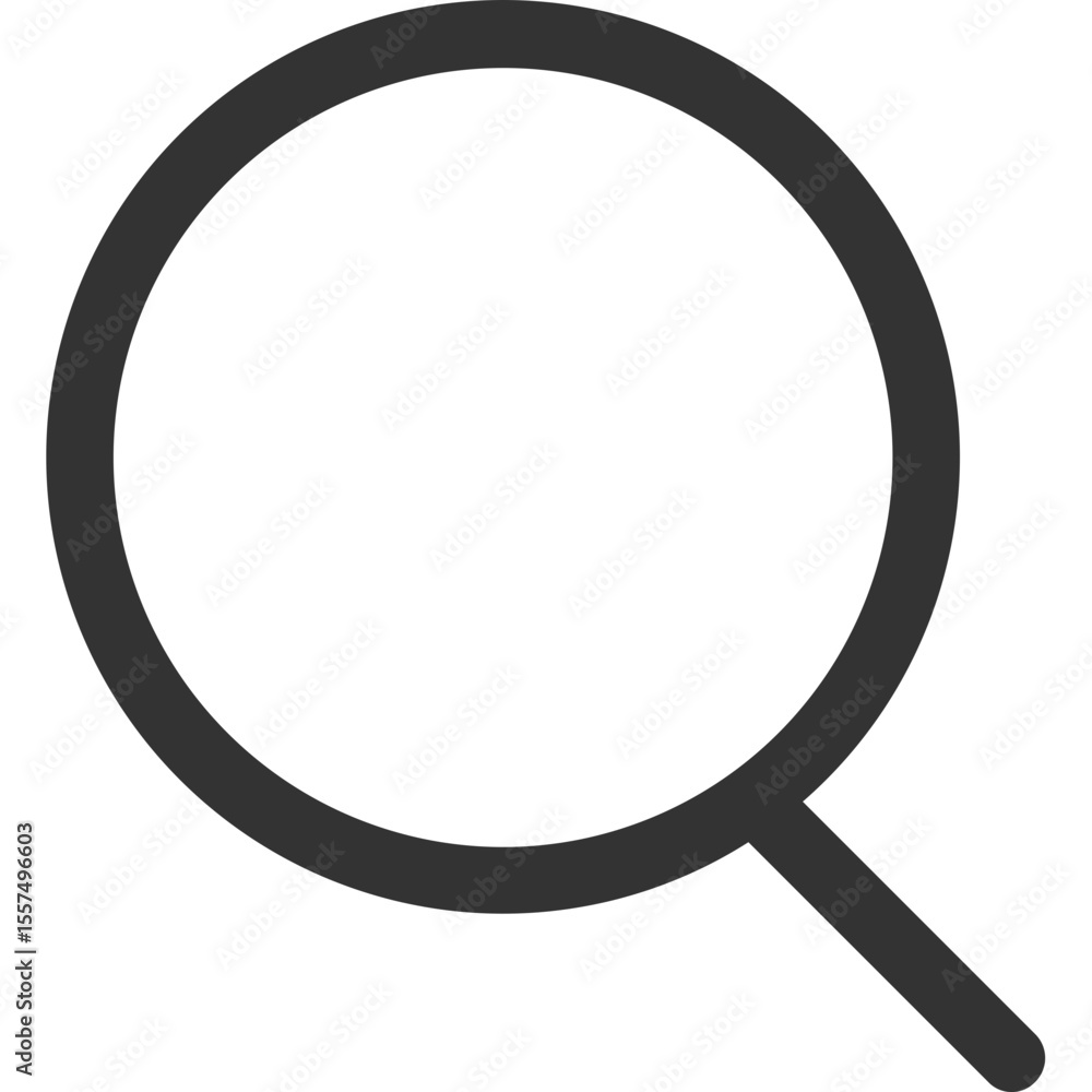 Poster illustration of a simple magnifying glass with a circular lens and a short handle design element vec