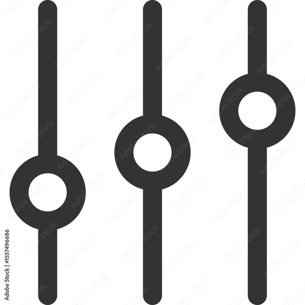 Poster illustration of three vertical sliders with circular handles used for adjusting settings and control
