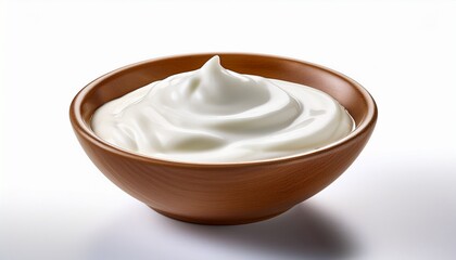 plain yogurt in bowl creamy texture on white background ideal for food recipes dietary presentations
