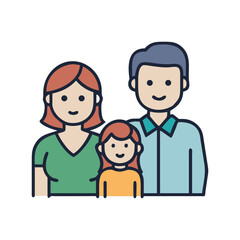 Happy Family Icon – Vector Illustration of Parents and Children for Design and Apps