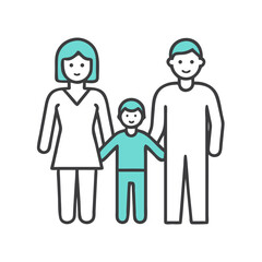 Happy Family Icon – Vector Illustration of Parents and Children for Design and Apps