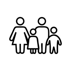 Silhouette Family of Four – Parents with Two Children Vector Illustration