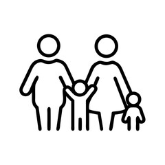 Silhouette Family of Four – Parents with Two Children Vector Illustration