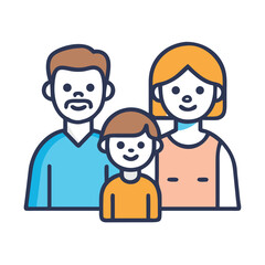 Happy Family Icon – Vector Illustration of Parents and Children for Design and Apps