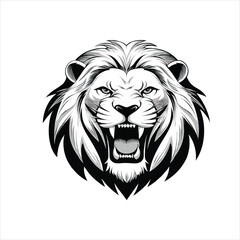 Cartoon lion head vector, a powerful wild cat mascot with a fierce face