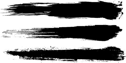 Set of paint brush strokes and backgrounds. Hand drawn design elements. Isolated vector grunge images black on white.