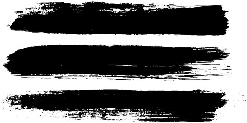 Vector set of brush strokes. Dirty uneven hand drawn stripes. Collection of horizontal silhouettes