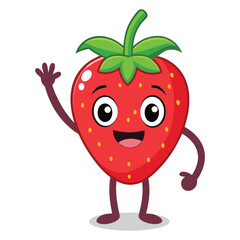 Happy strawberry waving