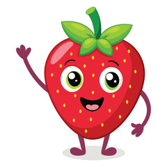Happy strawberry waving