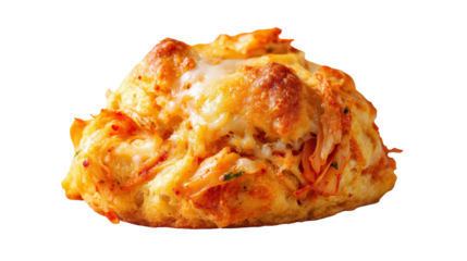 Delicious, cheesy garlic biscuit filled with flavorful ingredients. transparent background