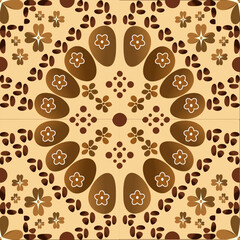 Obraz premium Seamless vector coffee bean pattern with brown circles, a perfect retro cafe illustration for vintage drink cup backdrops and decor